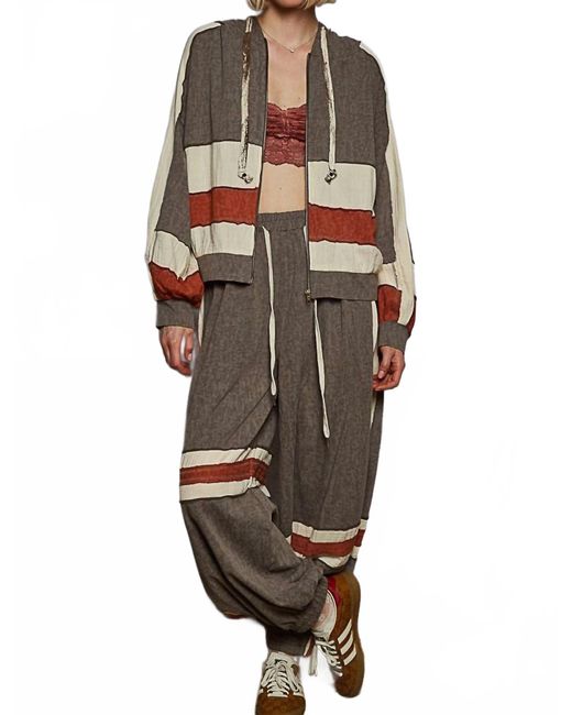 Pol Brown Patch Work Hoodie Jacket Jogger Set