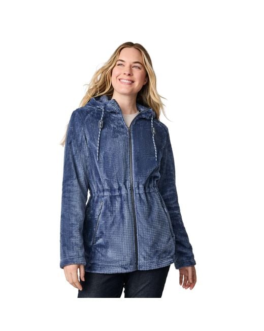 Free Country Blue Grid Butter Pile Anorak Jacket