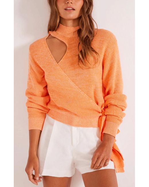 MINKPINK Orange Lea Tie Side Sweater