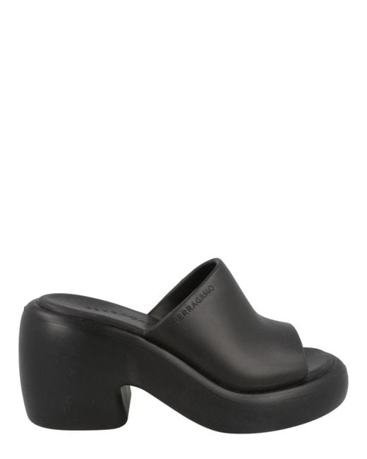 Ferragamo Black Deva Sandals