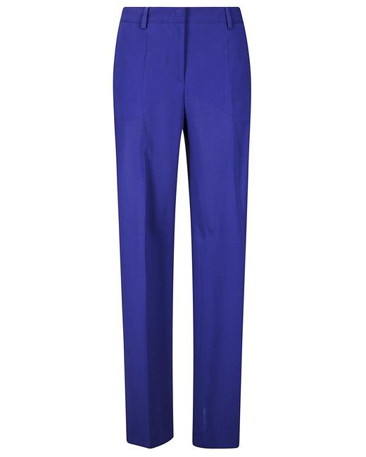 Alberto Biani Blue Straight-Leg Trousers With Functional Pockets