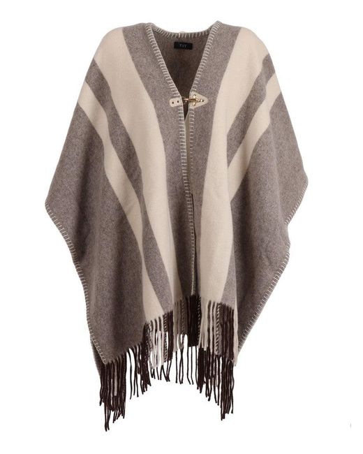 Fay Gray Wool-Blend Poncho With Hook Closure