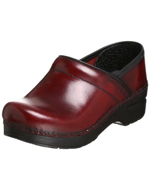 Dansko Red Pro Leather Slip On Clogs