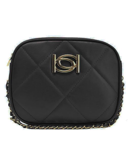 Bebe Black Gio Square Faux Leather Quilted Shoulder Handbag