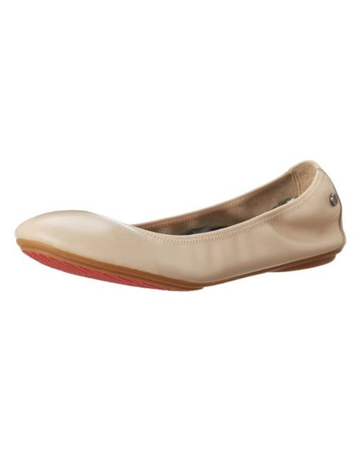 Hush Puppies Natural Chaste Leather Round Toe Ballet Flats