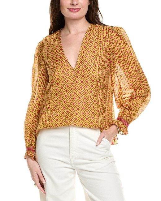 Saloni Yellow Silk-Blend Top