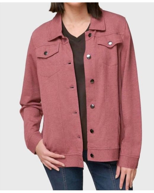 Pine Apparel Red French Terry Button Front Jacket