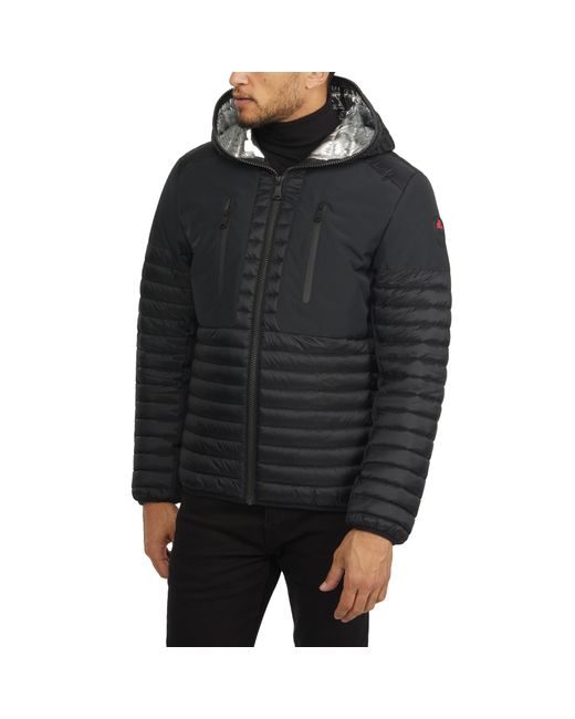 Pajar Black Finn Lightweight Mixed Media Puffer With Fixed Hood for men