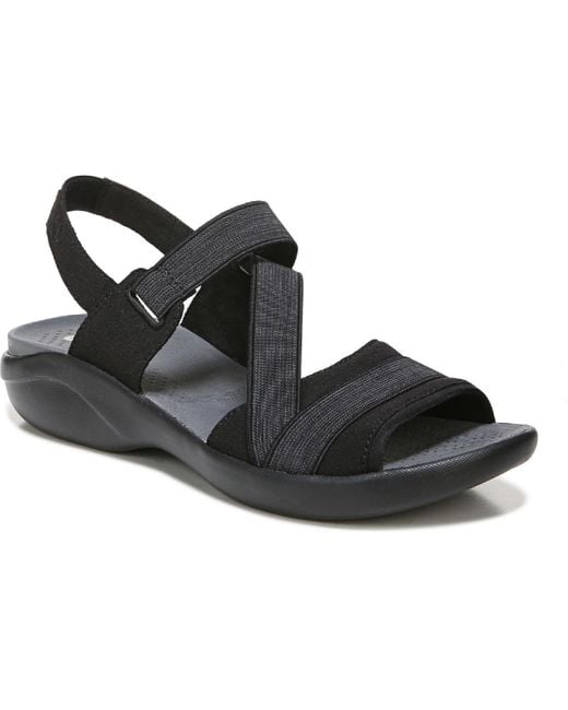 Bzees Black Chance Slip On Comfort Wedge Sandals