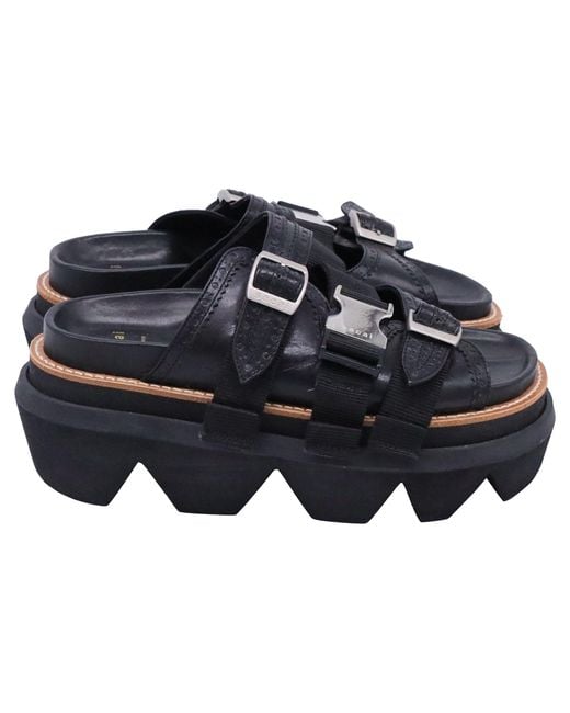 靴 sacai wingtip sandals Sacai Wingtip Sandals in Black | Lyst