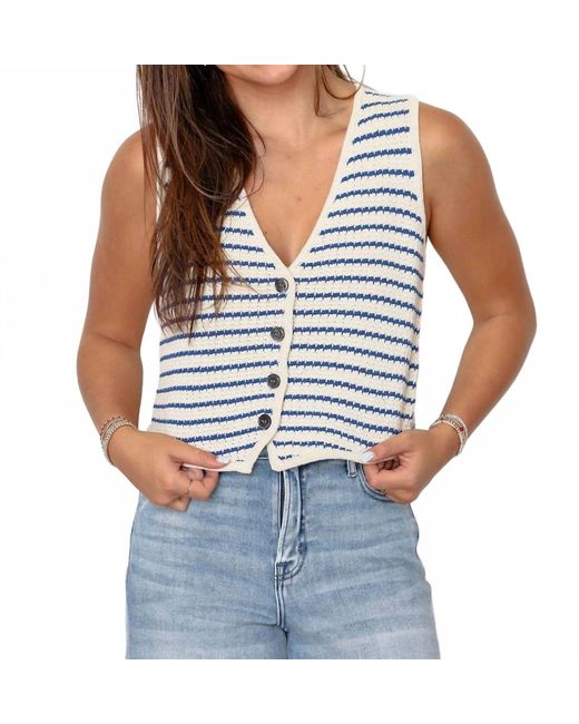 By Together Blue V-Neck Button Down Vest