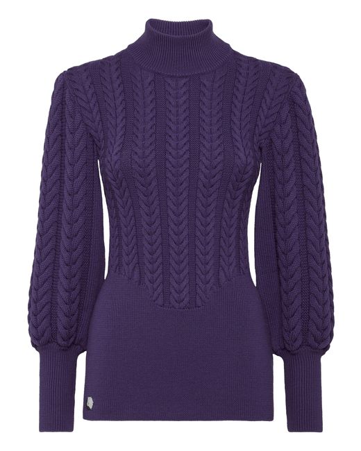 Philipp Plein Purple Wool Turtleneck Ls Basic