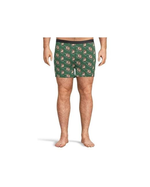 Meundies Green Boxer Briefs Sledgehogs Printed Stretch Underwear Buu339 for men