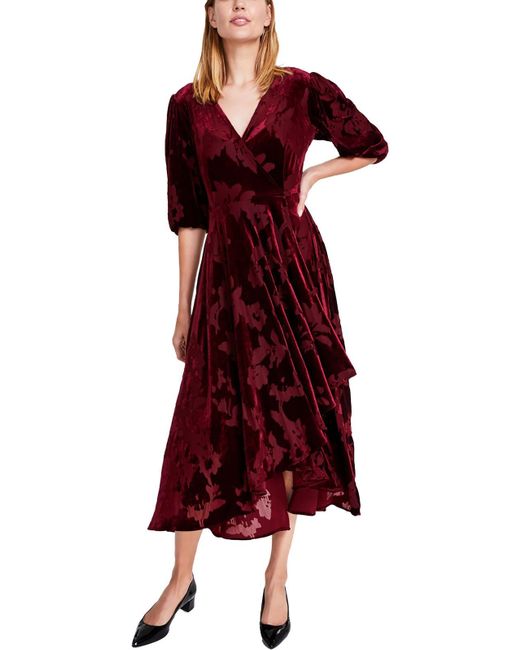 Calvin Klein Red Velvet Wrap Dress