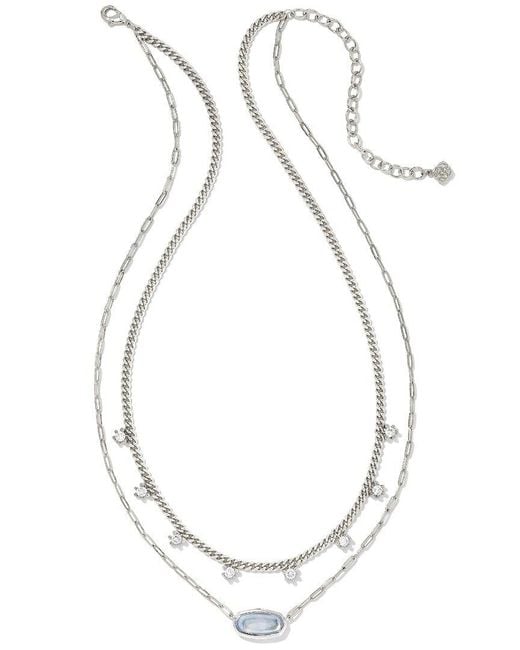 Kendra Scott White Framed Elisa Rhodium Plated Opalite & Pearl -strand Necklace