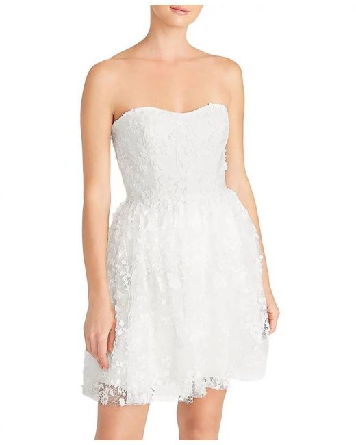 Monique Lhuillier White Strapless Tulle Mini Dress