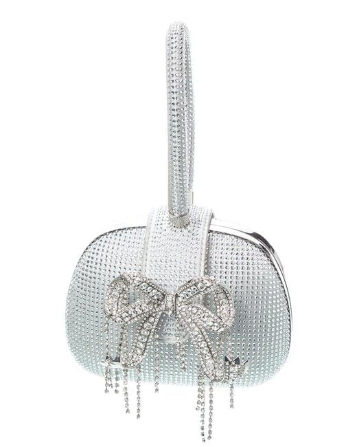 Self-Portrait Metallic Self-Portrait Rhinestone Top Handle Clutch