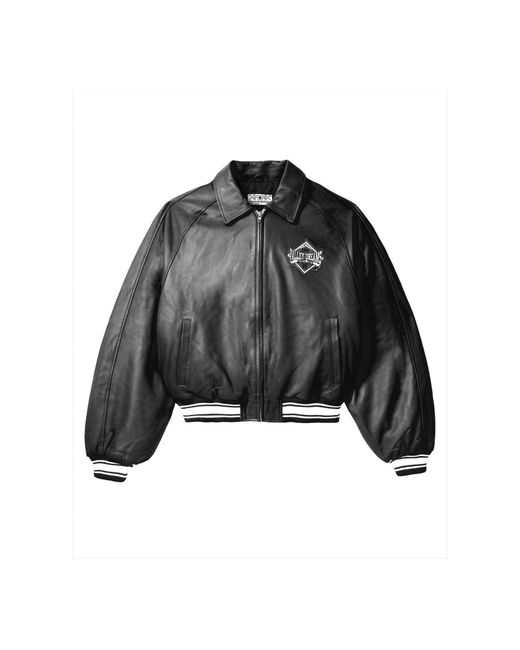 VALE FOREVER Black Leather Coach Jacket for men