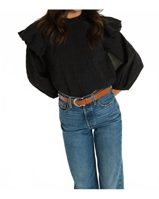 Nation Ltd Black Aria Ruffle Top