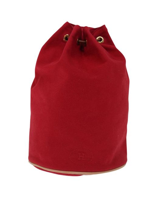 Hermès Red Polochon Canvas Shoulder Bag (pre-owned)