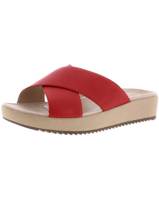 Vionic Women's Red Hayden Leather Wedge Slide Sandals
