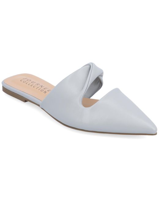 Journee Collection White Enniss Mule Flats