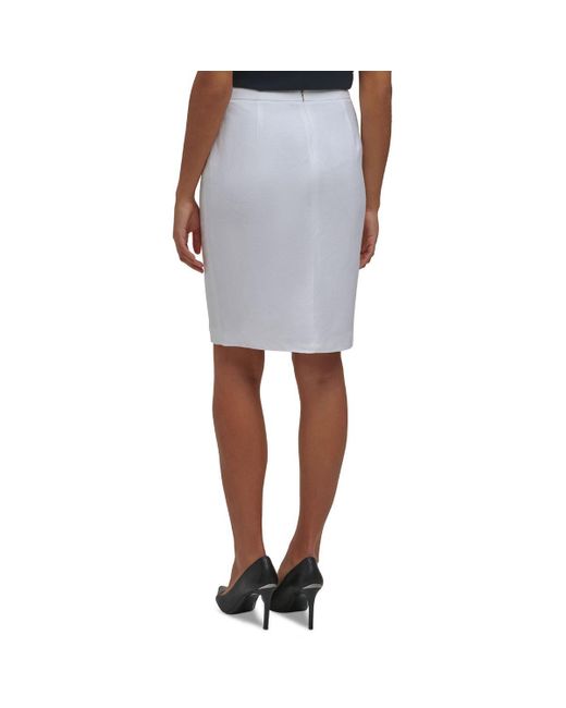 Calvin Klein Petites Linen Asymmetric Pencil Skirt in White | Lyst