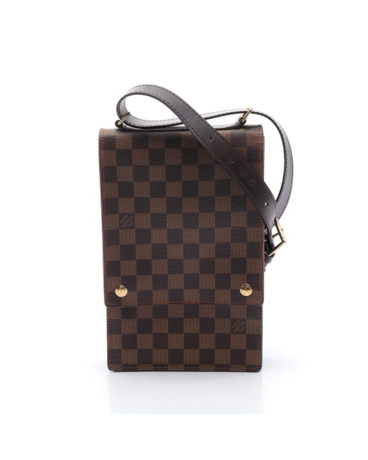 Louis Vuitton Brown Portobello Damier Ebene Shoulder Bag Pvc Leather