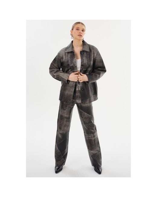 Lamarque Blue Presley Leather Shacket