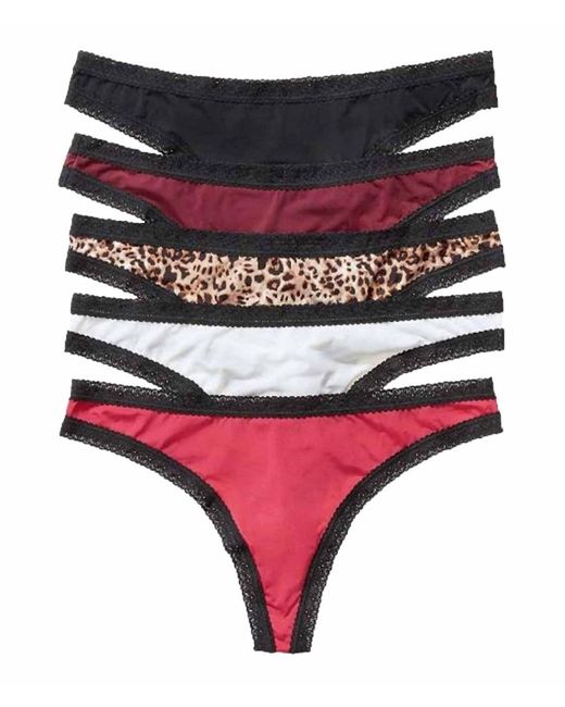 Blush Lingerie Red 5 Pack Thong Pretty Little Panties