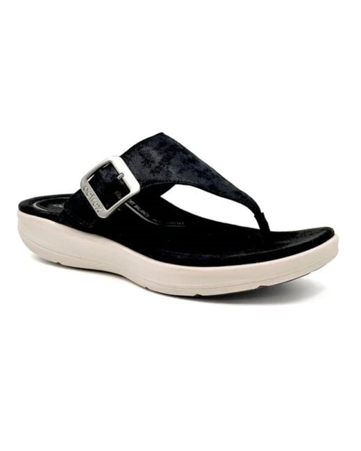 Aetrex Black Donna Arch Support Platform Sandal