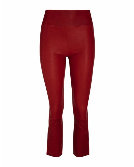SPRWMN Red Leather Crop Flare leggings