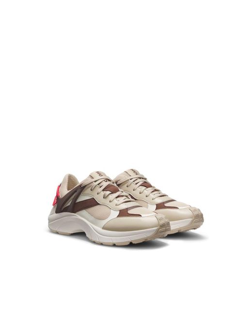 HUGO Natural Logo-Backtab Trainers With Mesh Details