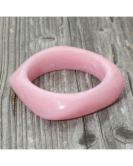 Fashnzfab Pink Abstract Square Celluloid Acetate Bangle Bracelet