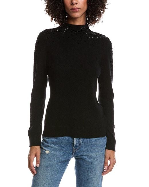 Forte Black Crystal Cashmere Pullover
