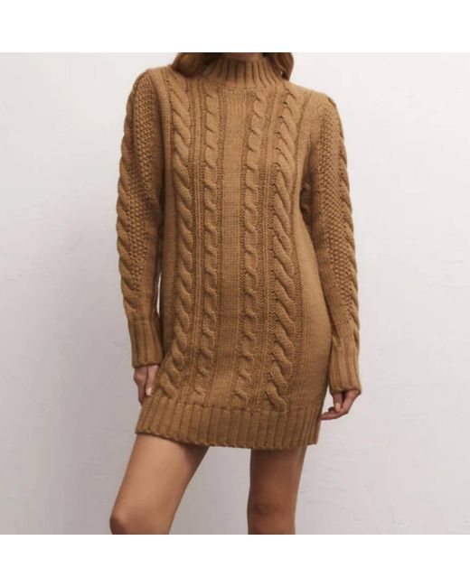 Z Supply Brown Sage Cable Sweater Dress