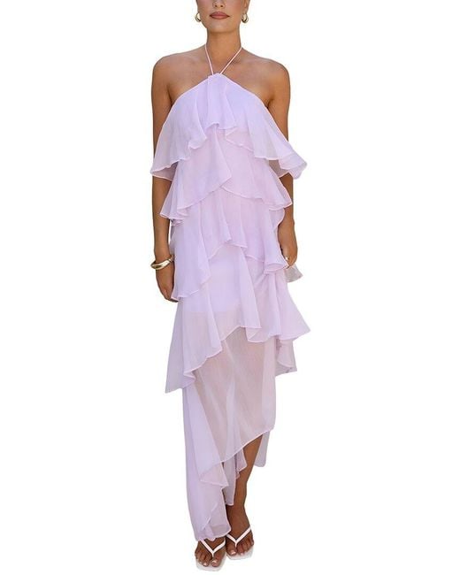 CAMILA BLANCO Purple Solid Maxi Dress