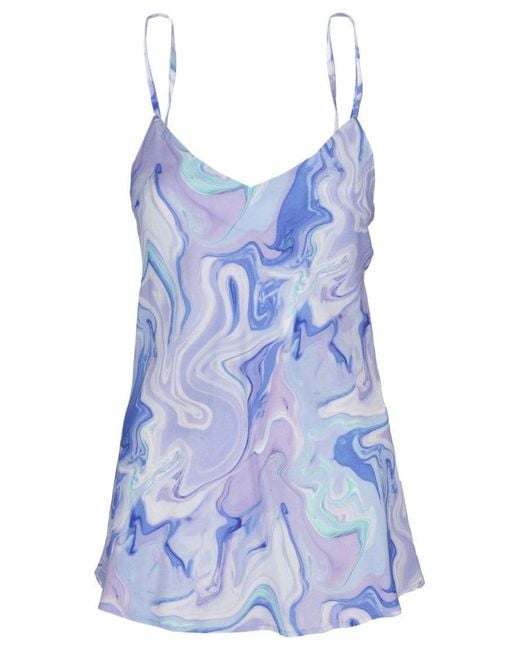 BCBGMAXAZRIA Blue Colored Top With Patterned Print