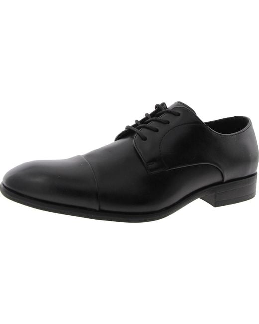 Alfani Black Lace-Up Faux Leather Oxfords for men