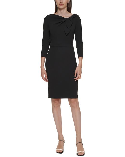 Calvin Klein Black Three Quarter Sleeve Mini Wear To Work Dress