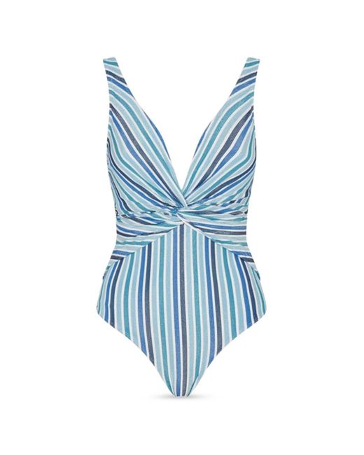 Jonathan Simkhai Blue Striped Lined One-piece Swimsuit