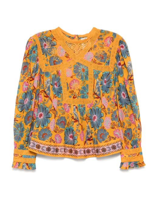 Farm Rio Orange Mica Short-Sleeved Top