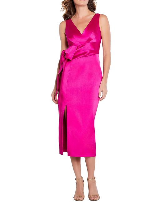 Aidan Mattox Pink Pleated Long Cocktail And Party Dress