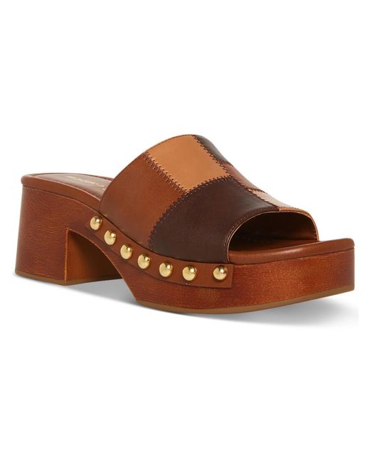Madden Girl Brown Hilly Faux Leather Studded Platform Sandals