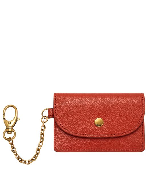 Fossil Red Adelyn Leather Flap Card Case