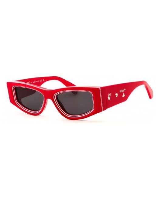 Off-White c/o Virgil Abloh Red Sunglasses Geometric Full Rim, Frame And Dark Lens Oeri047Andy2507 for men