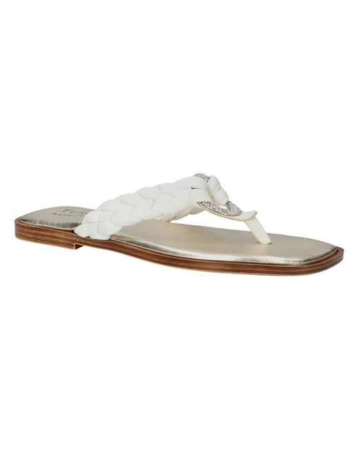 TUSCANY by Easy StreetR White Coletta Leather Thong Sandals
