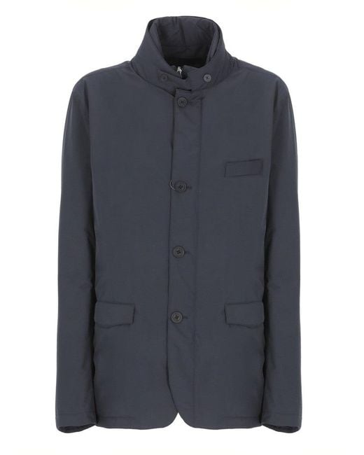 Herno Blue Structured High Neck Padded Jacket for men