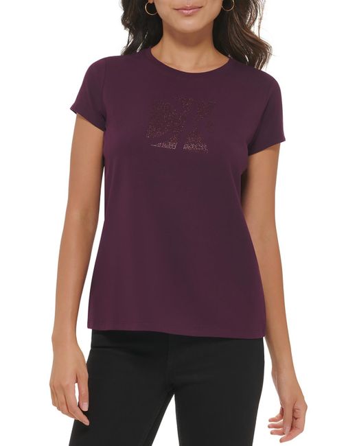 Calvin Klein Purple Rhinestones Logo T-shirt