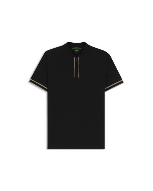 Boss Black Zip-Neck Polo Shirt for men